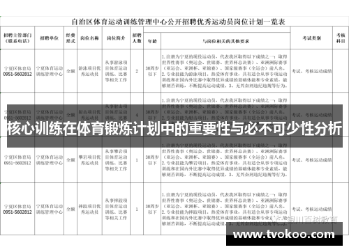 核心训练在体育锻炼计划中的重要性与必不可少性分析